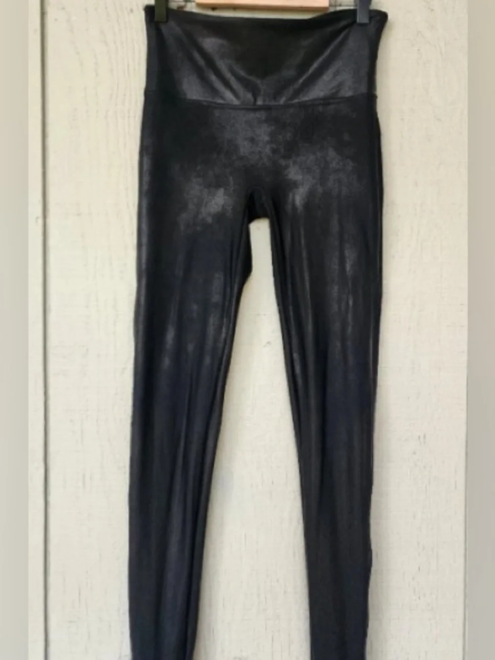 High-Waist Metallic Black Girls' Leggings